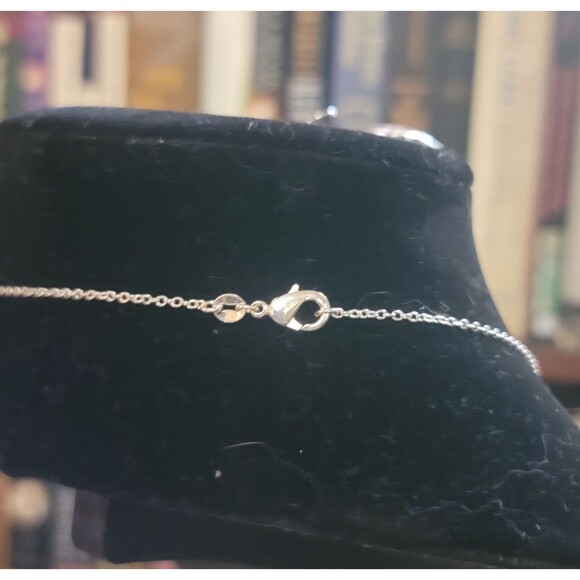 Sterling Silver Open Frame Rose Pendant Necklace & Earrings Two Tone NEW - Picture 14 of 14